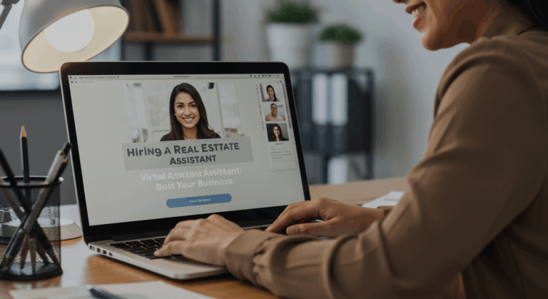 Real estate virtual assistant working remotely to streamline business operations.