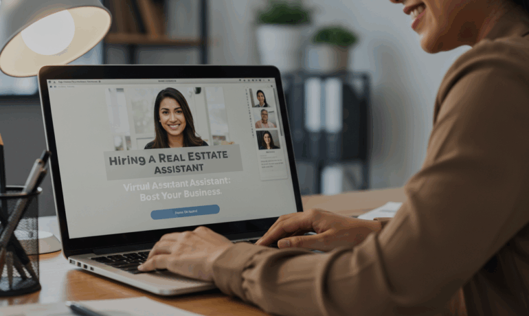 Real estate virtual assistant working remotely to streamline business operations.