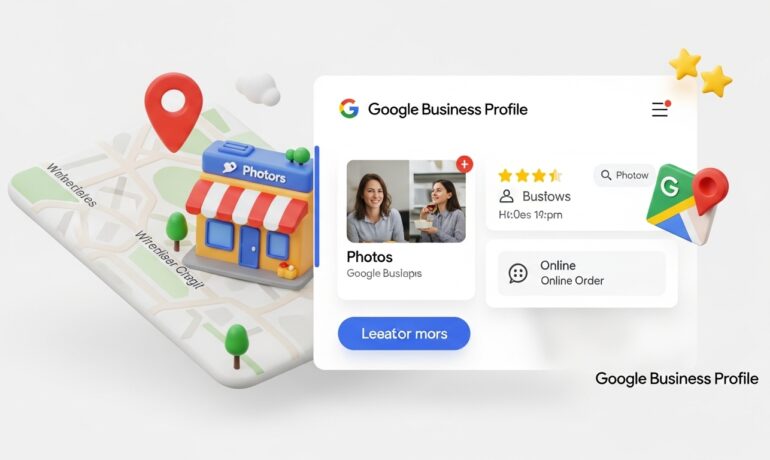 Google Business Profile SEO illustration showing traffic growth